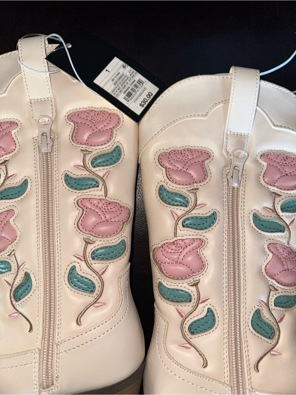 Girls Floral Embroidered Western Boots - Pink